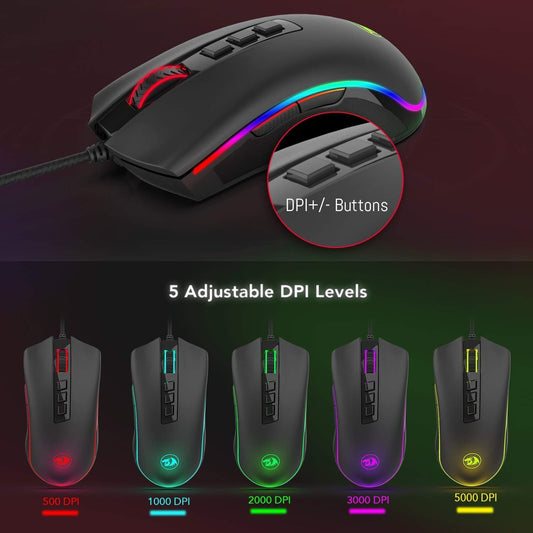 Cobra M711 Gaming Mouse with 16.8 Million RGB Color Backlit, 10,000 DPI Adjustable, 7 Programmable Buttons
