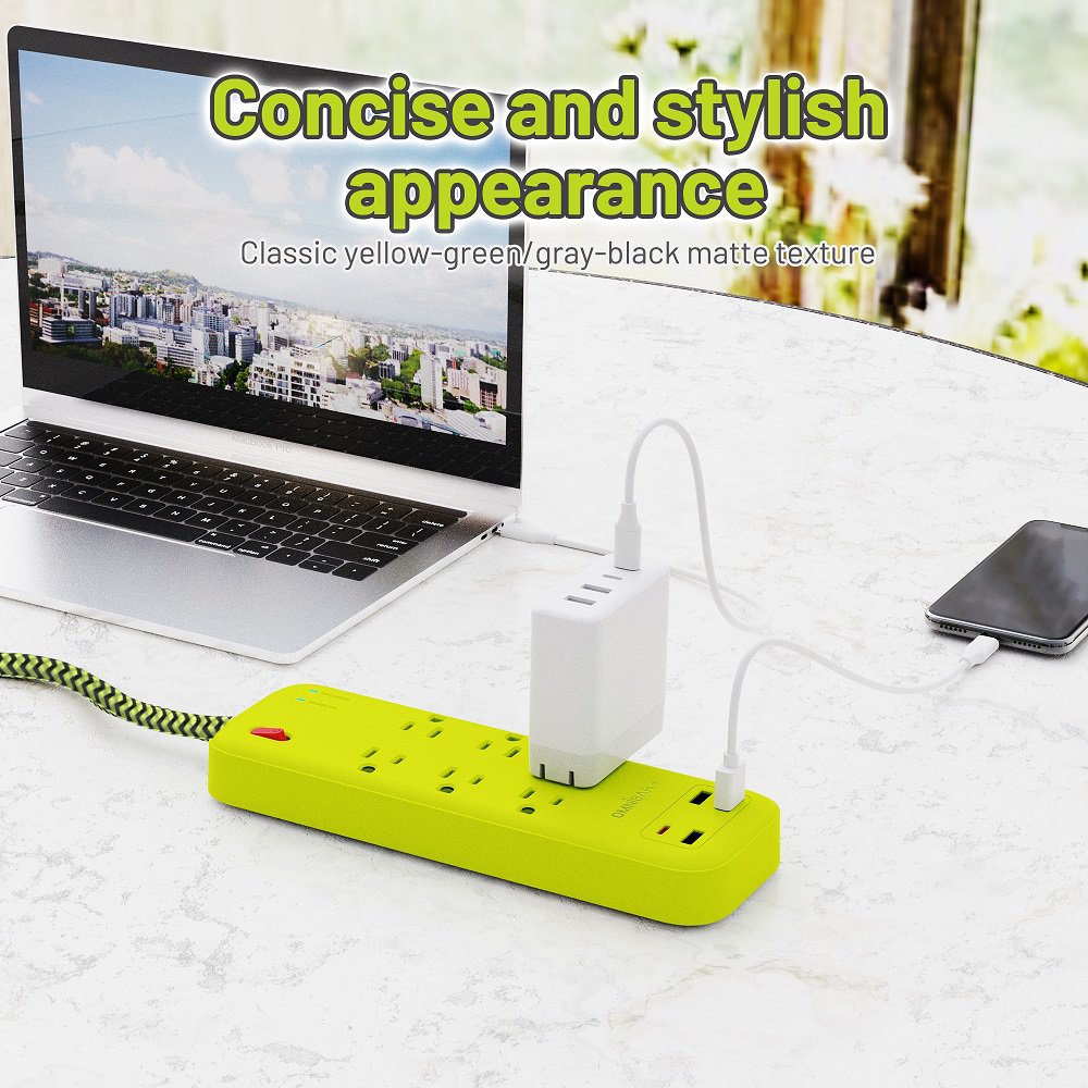 Plus 6 Ft Power Strip Surge Protector, 6 Outlets 4 USB Ports (3 USB A), Maxpw Ultra Thin Flat Extension Cord & Flat Plug