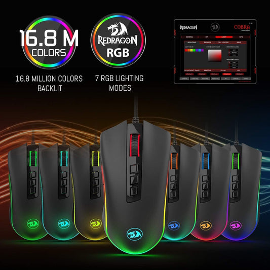 Cobra M711 Gaming Mouse with 16.8 Million RGB Color Backlit, 10,000 DPI Adjustable, 7 Programmable Buttons