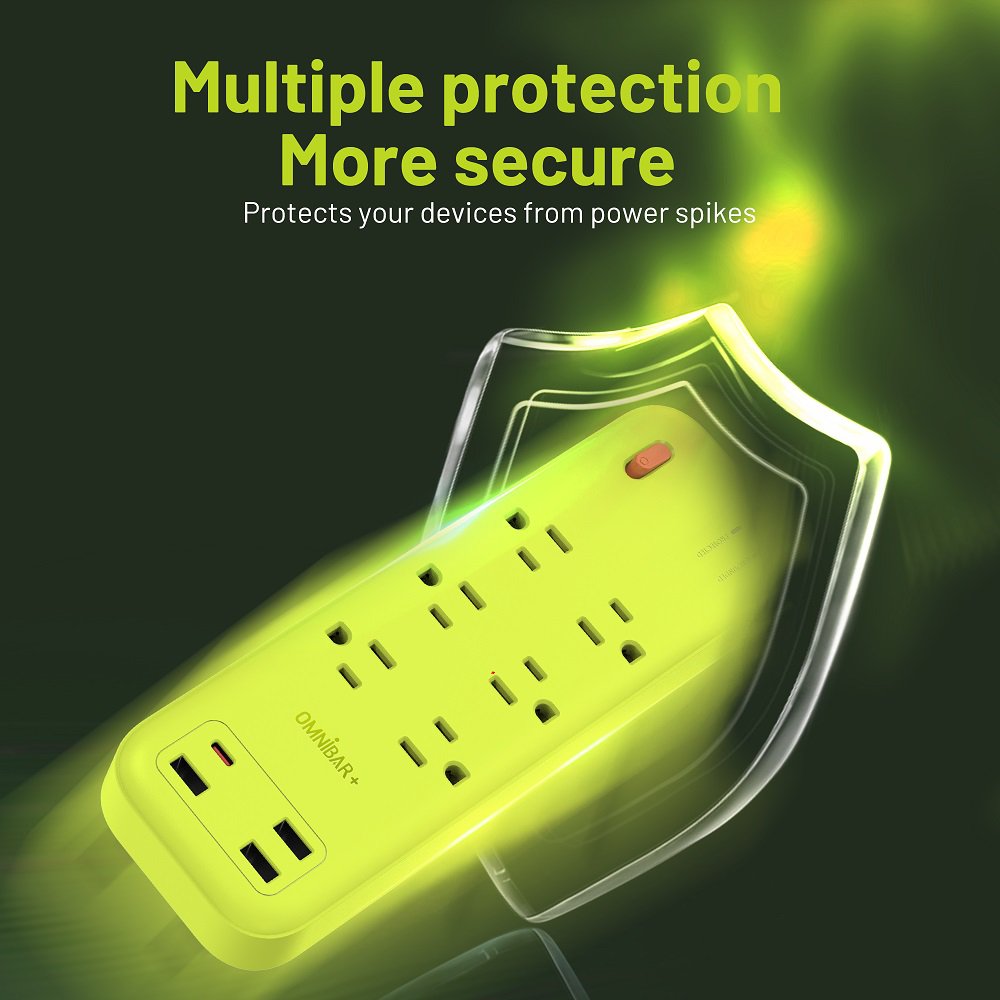 Plus 6 Ft Power Strip Surge Protector, 6 Outlets 4 USB Ports (3 USB A), Maxpw Ultra Thin Flat Extension Cord & Flat Plug