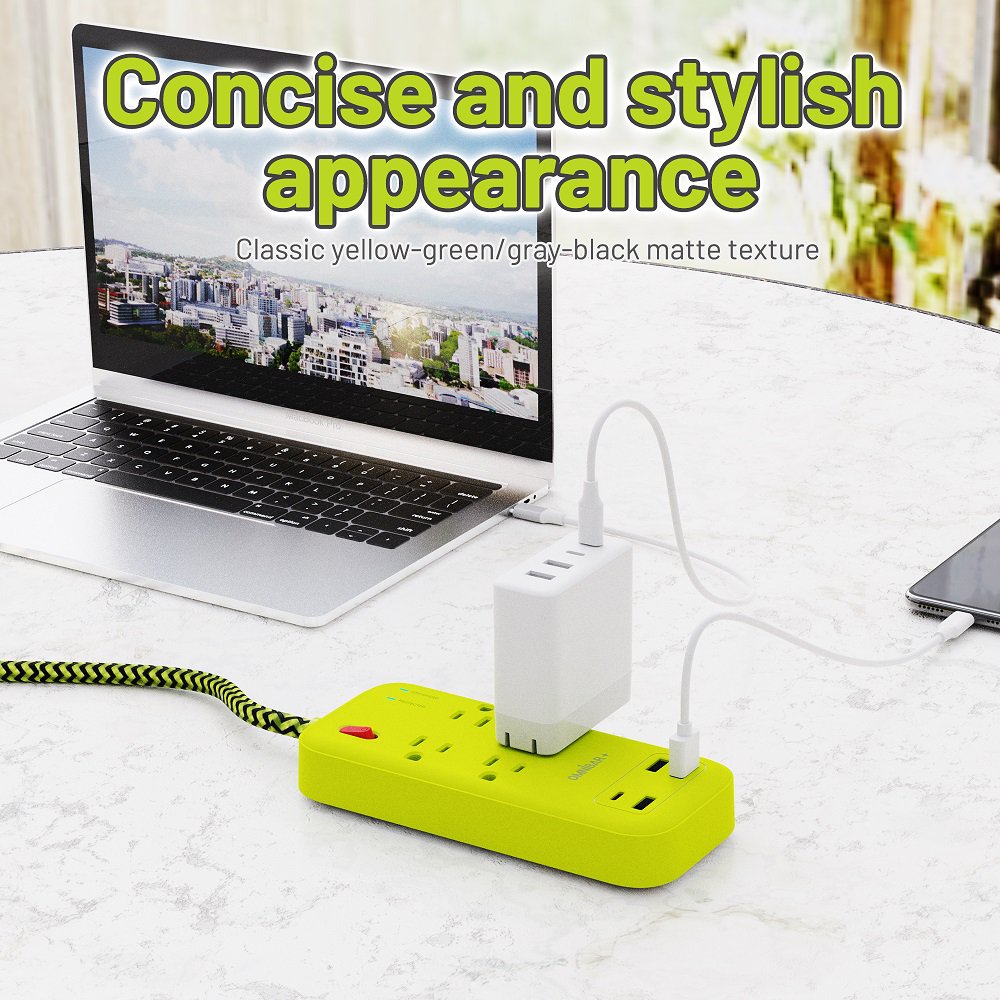 Plus 6 Ft Power Strip Surge Protector, 4 Outlets 4 USB Ports (3 USB A), Maxpw Ultra Thin Flat Extension Cord & Flat Plug