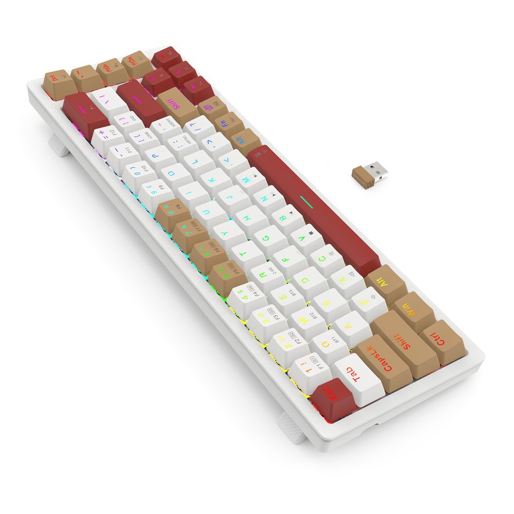 K677 Pro Rammus 60% Wireless RGB Mechanical Keyboard, BT/2.4Ghz/Wired 3-Mode 61 Keys, Brown Switch