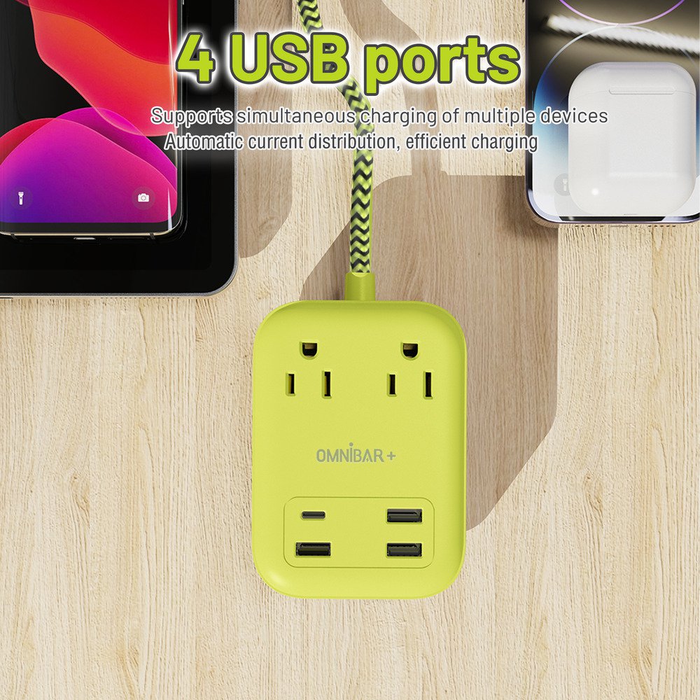 Plus 6 Ft Power Strip Surge Protector, 2 Outlets 4 USB Ports (3 USB A), Maxpw Ultra Thin Flat Extension Cord & Flat Plug