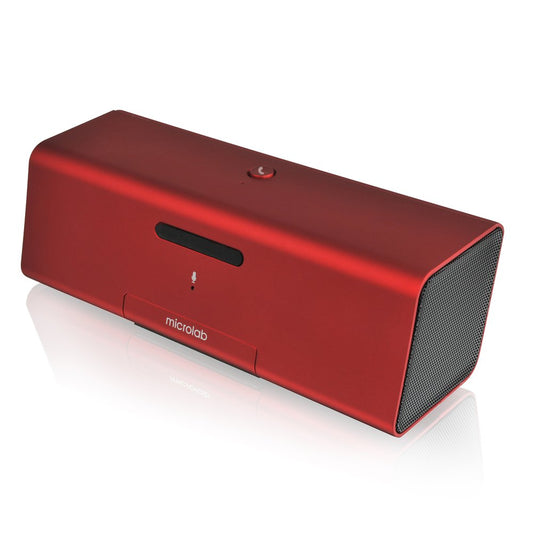 Microlab MD212 Wireless Bluetooth Portable Stereo Speaker w/ Microphone & Rechargeable Battery & Retractable Tray (Red)