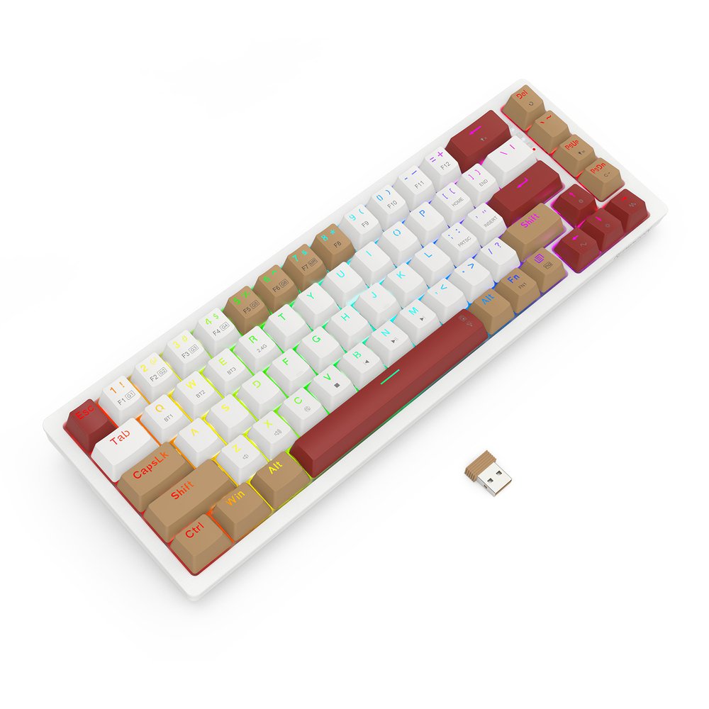 K677 Pro Rammus 60% Wireless RGB Mechanical Keyboard, BT/2.4Ghz/Wired 3-Mode 61 Keys, Brown Switch