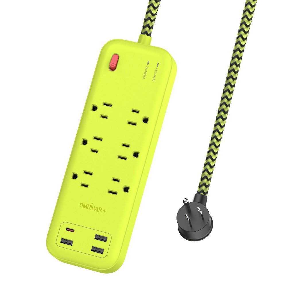 Plus 6 Ft Power Strip Surge Protector, 6 Outlets 4 USB Ports (3 USB A), Maxpw Ultra Thin Flat Extension Cord & Flat Plug