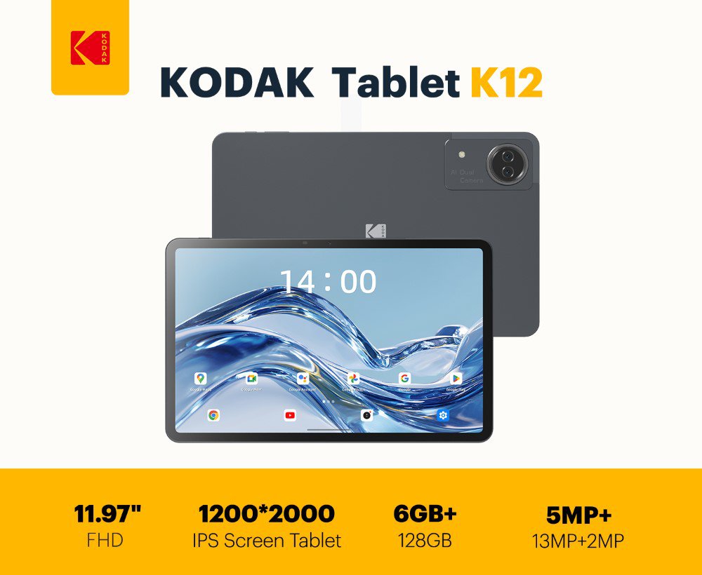 K12 11.97" 1200*2000 INCELL (G+G) 6GB+128G T616 Octa core Dual band WIFI 2.4G&5G / Bluetooth5.0 Android 15 Tablet