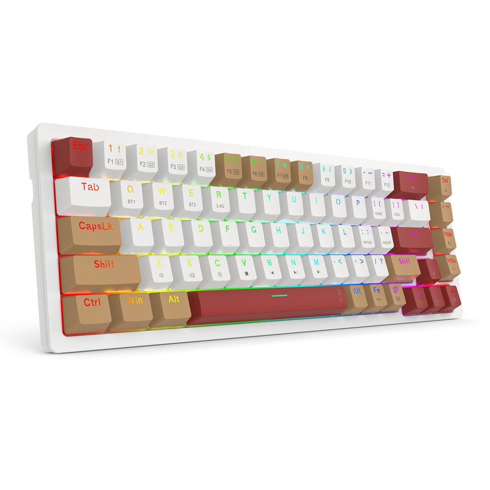 K677 Pro Rammus 60% Wireless RGB Mechanical Keyboard, BT/2.4Ghz/Wired 3-Mode 61 Keys, Brown Switch