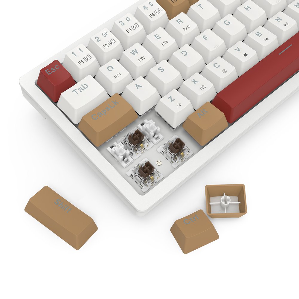K677 Pro Rammus 60% Wireless RGB Mechanical Keyboard, BT/2.4Ghz/Wired 3-Mode 61 Keys, Brown Switch