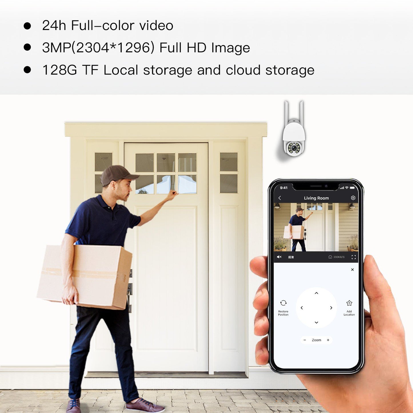 E3-E3Z 3 MP full HD intelligent camera, Smart human detection and video, All-around 24h to protect your family