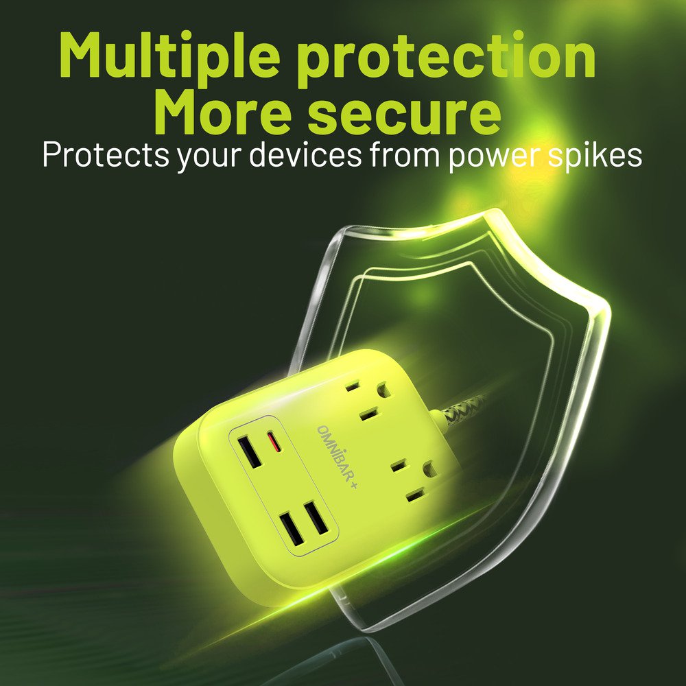 Plus 6 Ft Power Strip Surge Protector, 2 Outlets 4 USB Ports (3 USB A), Maxpw Ultra Thin Flat Extension Cord & Flat Plug
