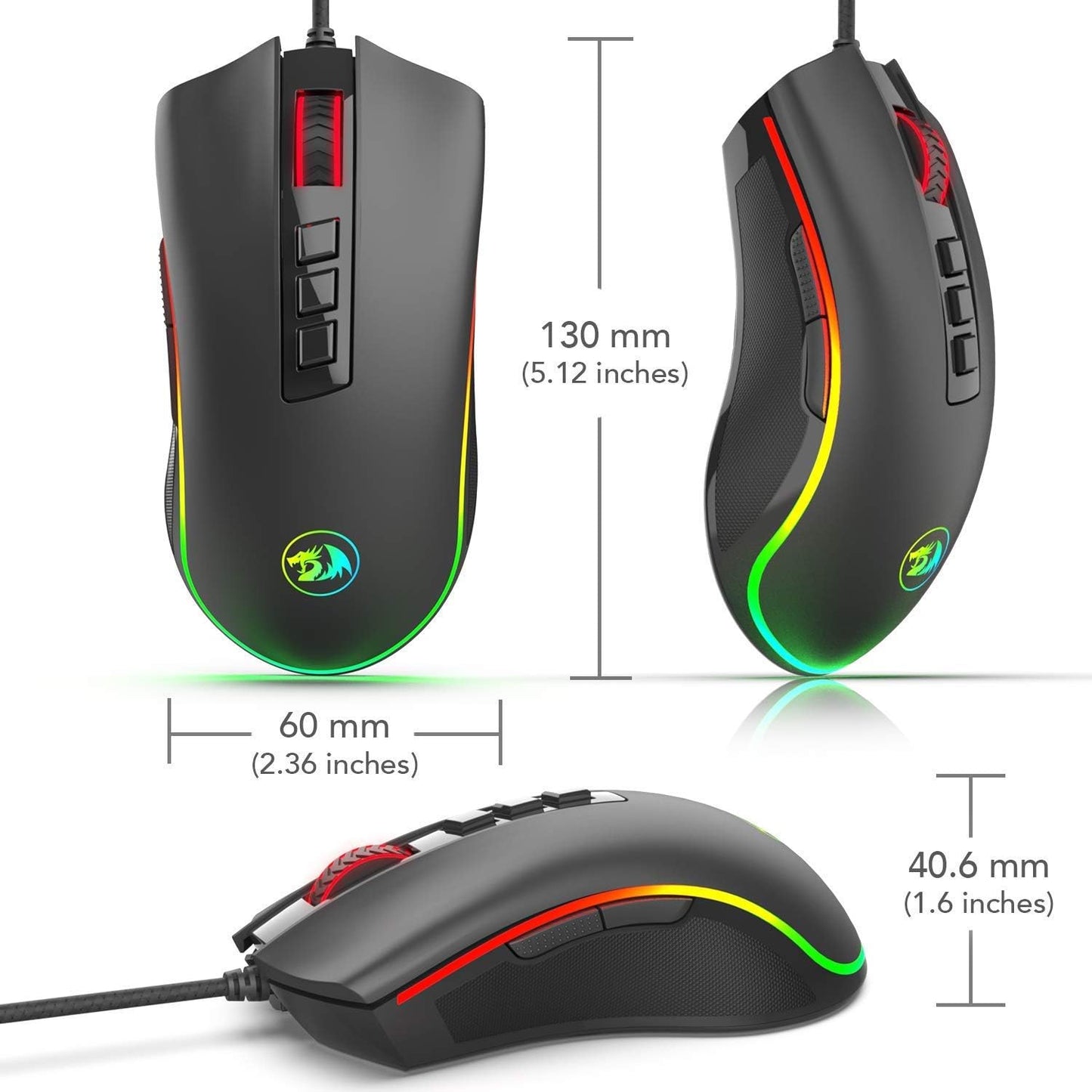 Cobra M711 Gaming Mouse with 16.8 Million RGB Color Backlit, 10,000 DPI Adjustable, 7 Programmable Buttons